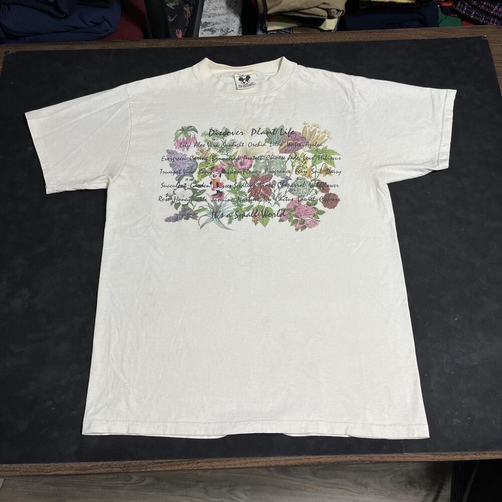 Vintage Disney Minnie Mouse Garden Discover Plant Life Shirt Men Floral 90s USA
